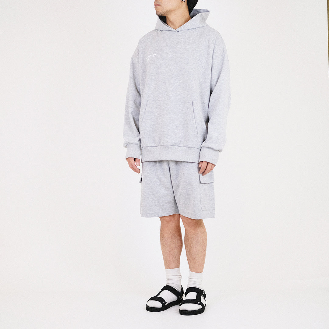 Men Printed Oversized Hoodie - Melange Grey - SM2307095C