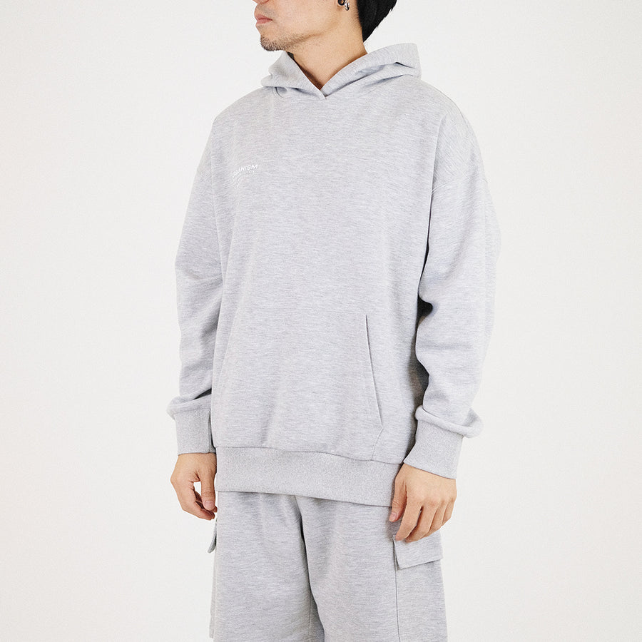 Men Printed Oversized Hoodie - Melange Grey - SM2307095C