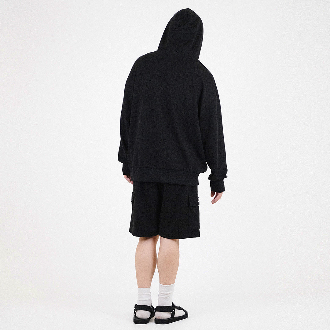 Men Printed Oversized Hoodie - Black - SM2307095D