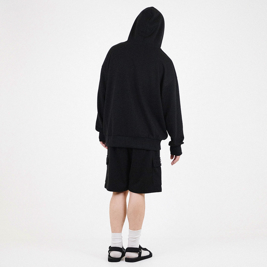 Men Printed Oversized Hoodie - Black - SM2307095D