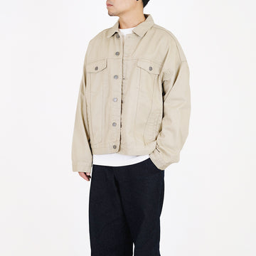 Men Oversized Twill Jacket - Khaki - SM2307097C