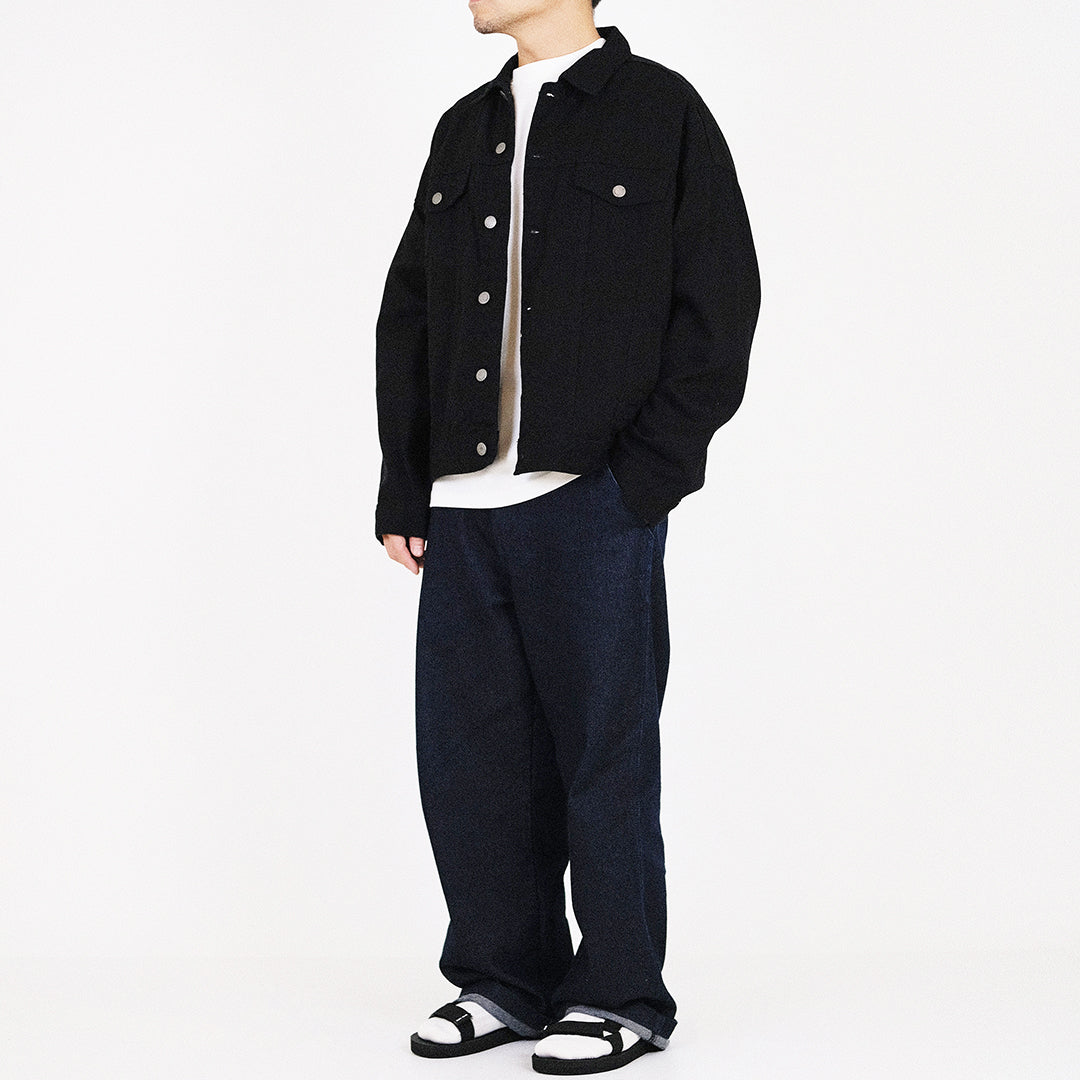 Men Oversized Twill Jacket - Black - SM2307097D