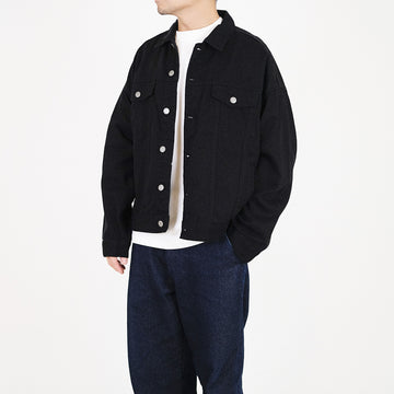 Men Oversized Twill Jacket - Black - SM2307097D