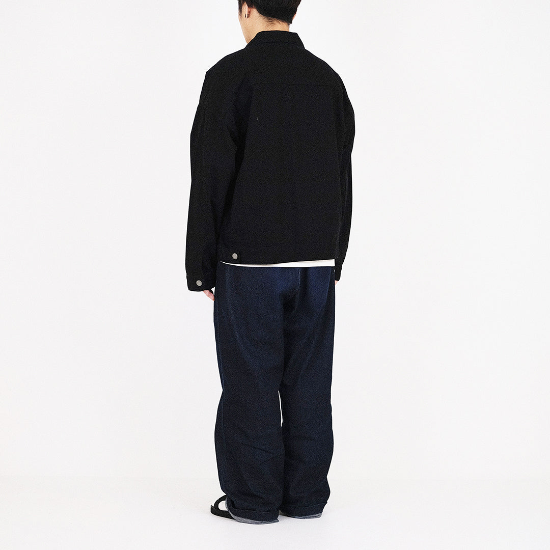 Men Oversized Twill Jacket - Black - SM2307097D