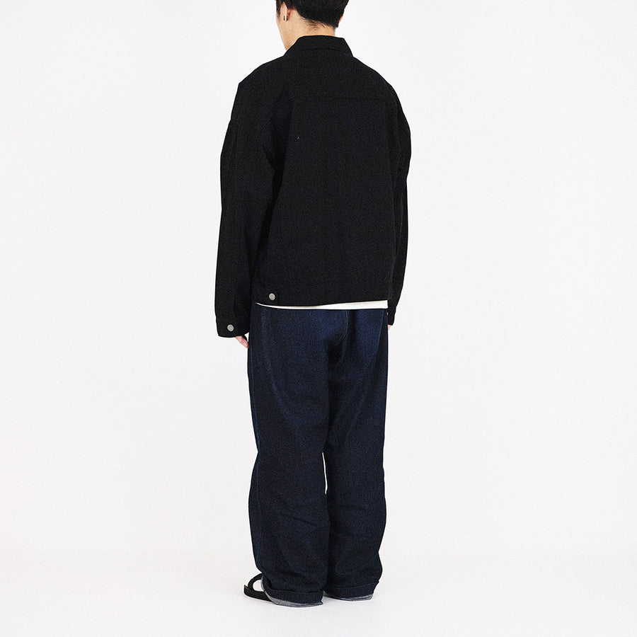 Men Oversized Twill Jacket - Black - SM2307097D