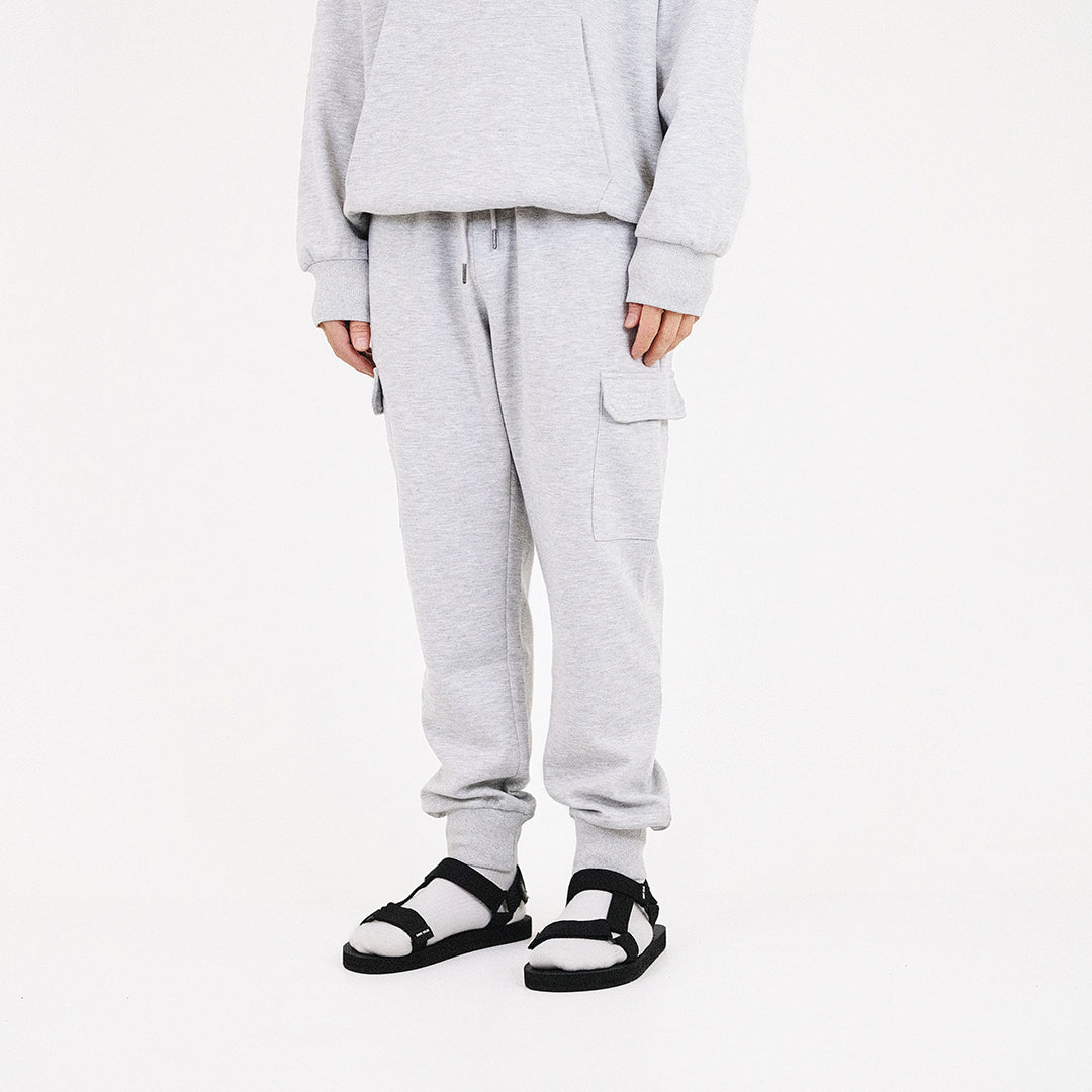 Men Cargo Sweatpants - Melange Grey - SM2307102B