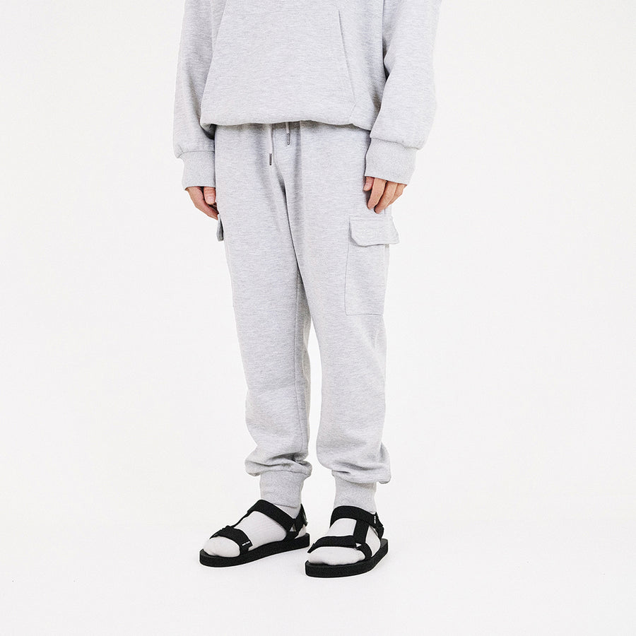 Men Cargo Sweatpants - Melange Grey - SM2307102B
