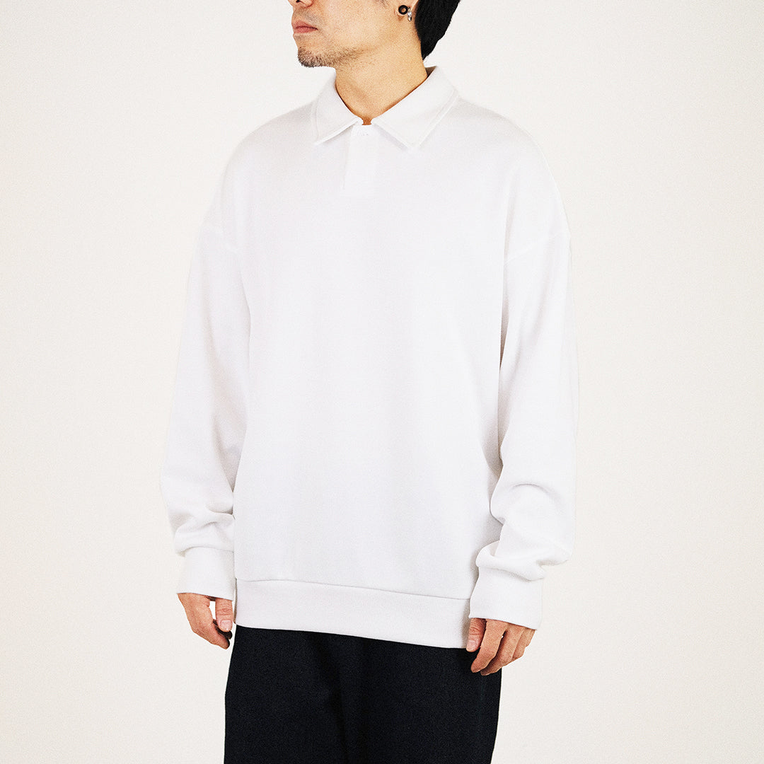 Men Oversized Polo Sweatshirt - Off White - SM2307103A