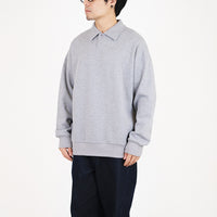 Men Oversized Polo Sweatshirt - Melange Grey - SM2307103B