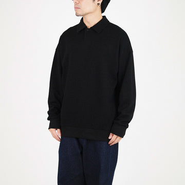 Men Oversized Polo Sweatshirt - Black - SM2307103C