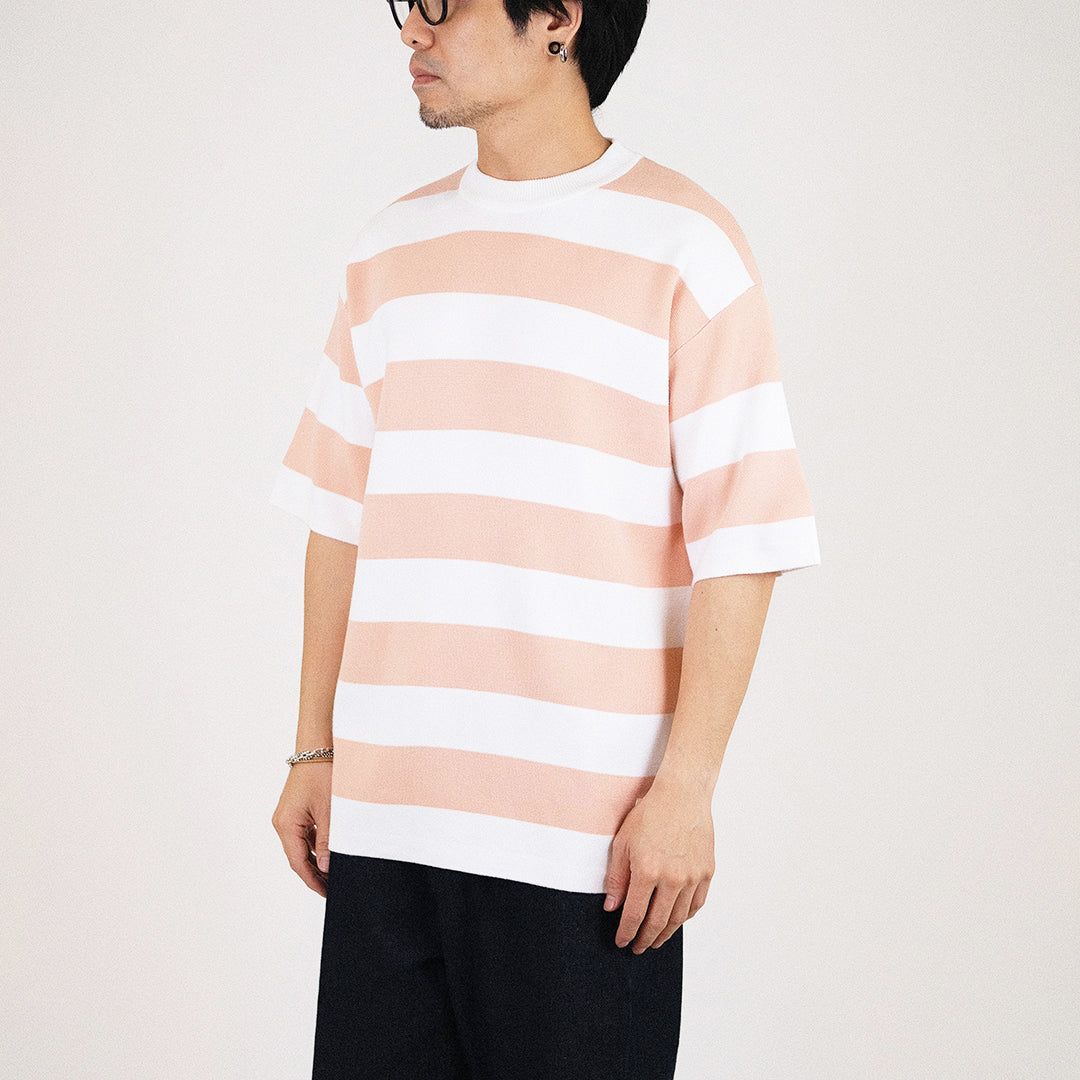 Men Oversized Stripe Sweater - Salmon - SM2308114A