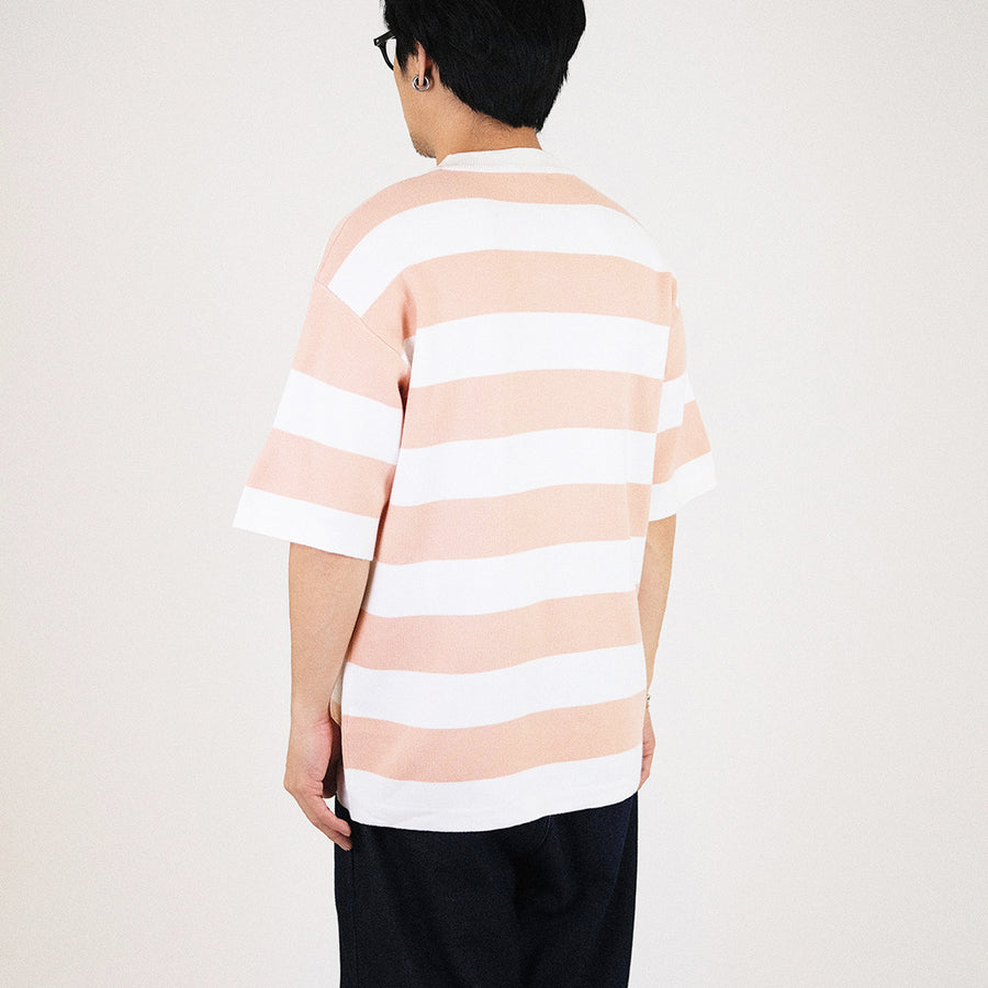 Men Oversized Stripe Sweater - Salmon - SM2308114A