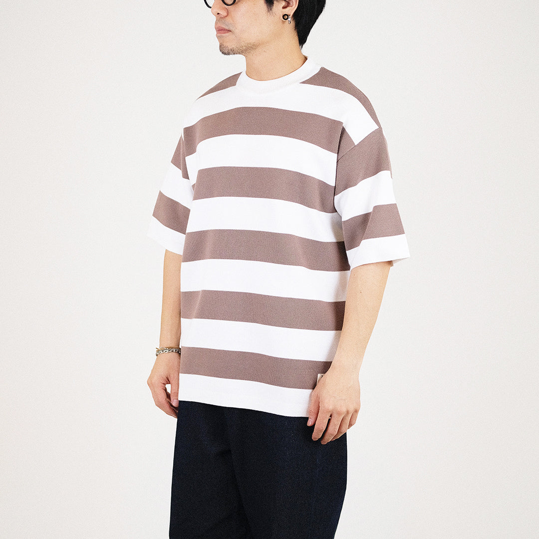 Men Oversized Stripe Sweater - Brown - SM2308114B