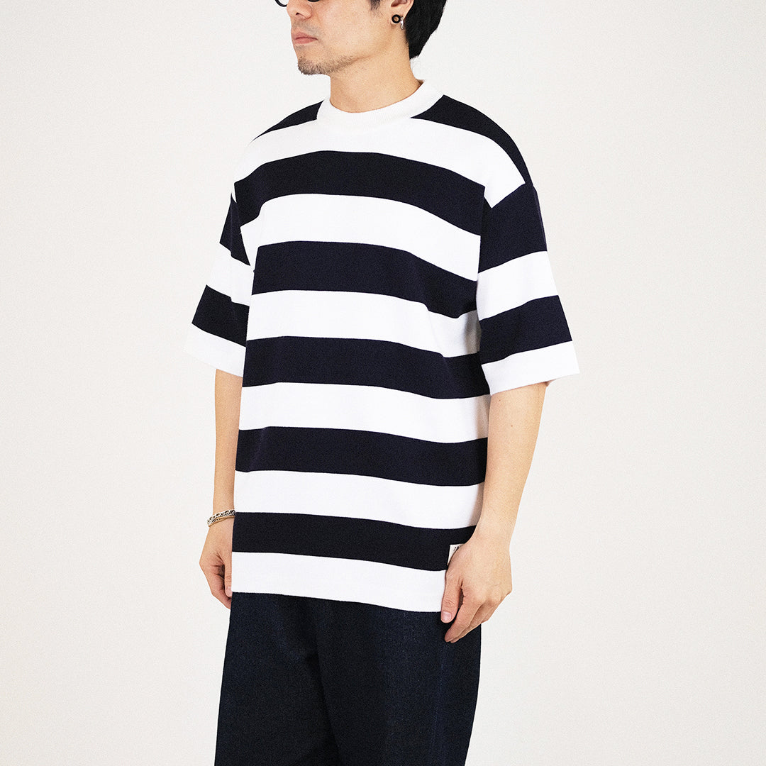 Men Oversized Stripe Sweater - Navy - SM2308114C