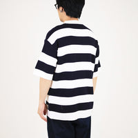 Men Oversized Stripe Sweater - Navy - SM2308114C