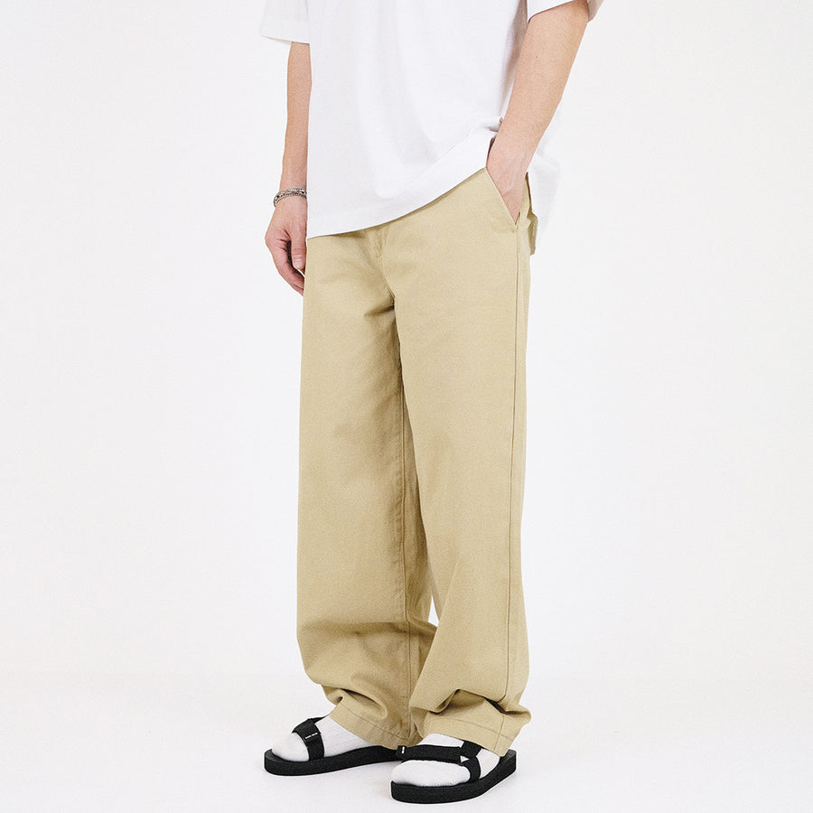 Men Wide Leg Cropped Pants - Khaki - SM2308123A