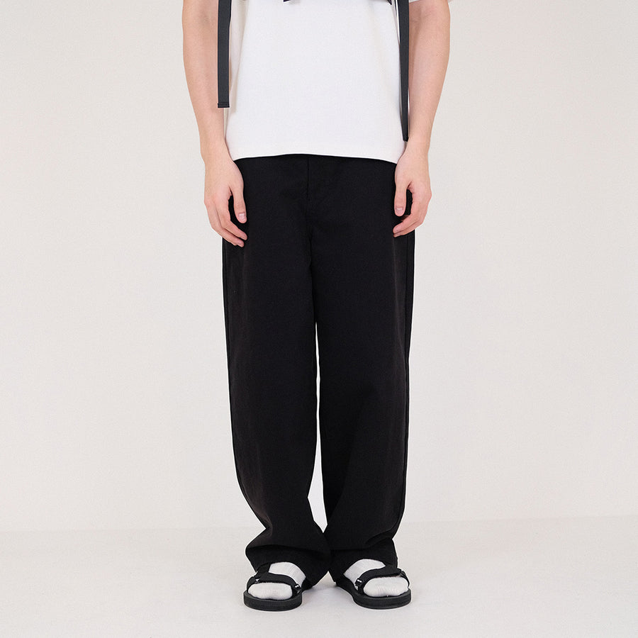 Men Wide Leg Cropped Pants - Black - SM2308123C