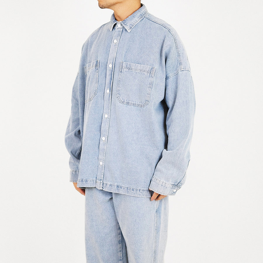 Men Oversized Shirt - Light Blue - SM2308124A