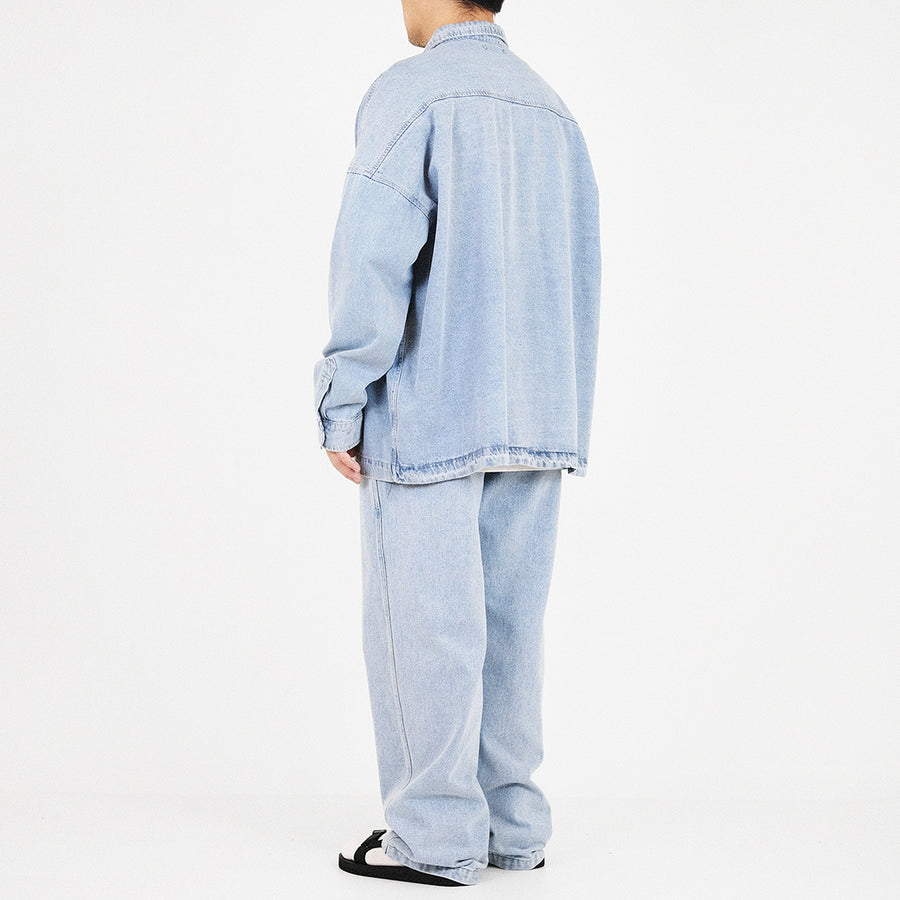 Men Oversized Shirt - Light Blue - SM2308124A