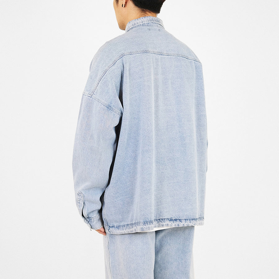 Men Oversized Shirt - Light Blue - SM2308124A