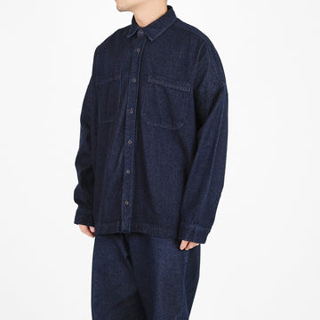 Men Oversized Shirt - Dark Blue - SM2308124B