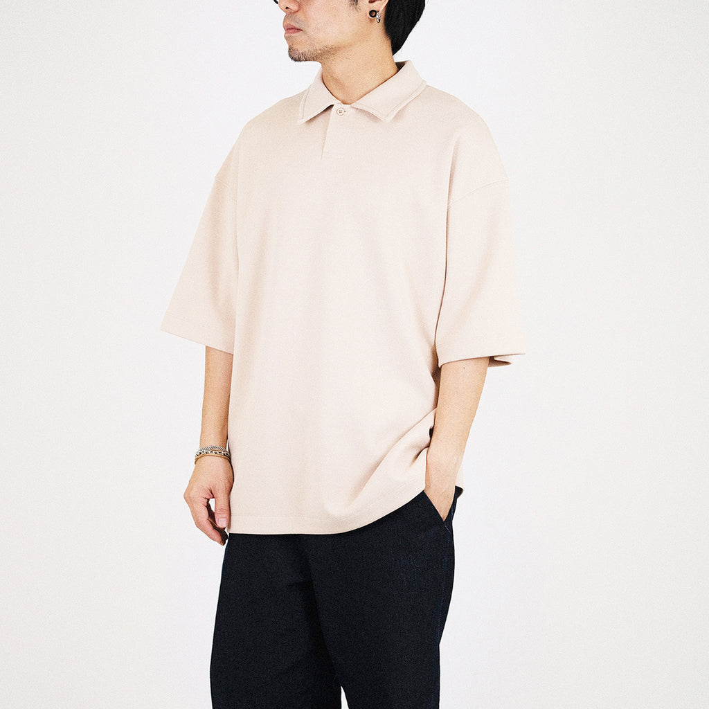 Mens Oversized Polo Tee - Beige - SM2308148B