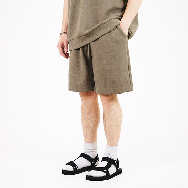 Men Waffle Knit Shorts - Army Green - SM2309131C