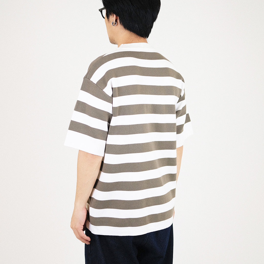 Men Oversized Stripe Sweater - Army Green - SM2309132B