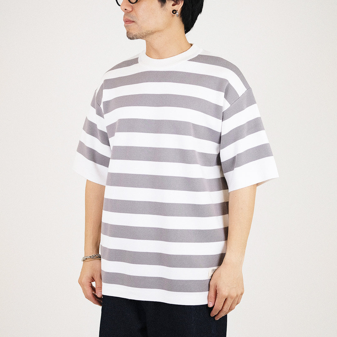 Men Oversized Stripe Sweater - Grey - SM2309132C