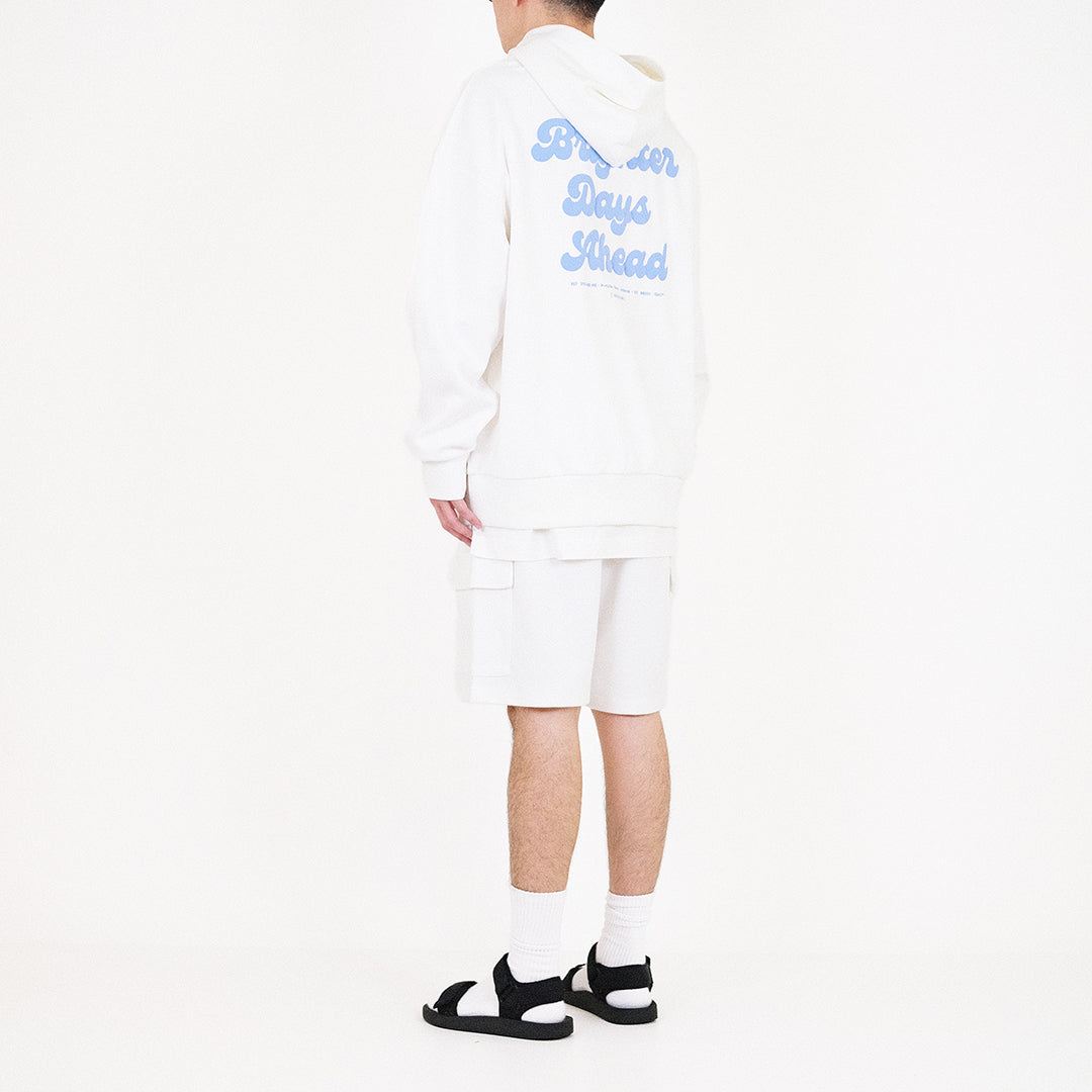 Men Printed Oversized Hoodie - Off White - SM2310146A