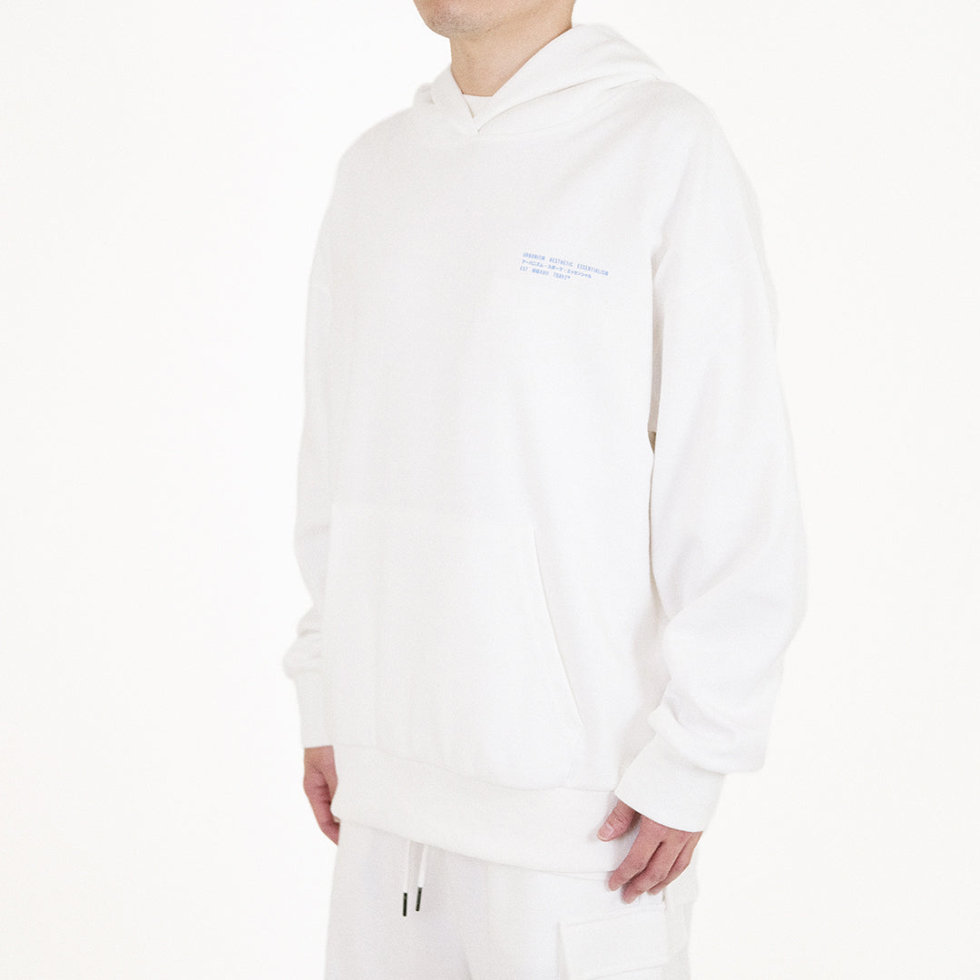Men Printed Oversized Hoodie - Off White - SM2310146A