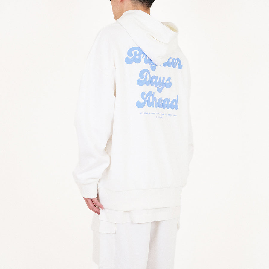 Men Printed Oversized Hoodie - Off White - SM2310146A