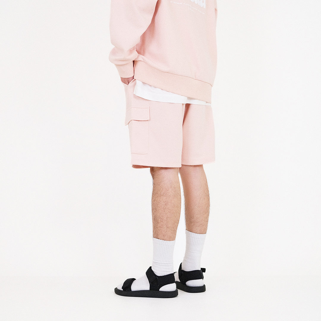 Men Cargo Sweat-Shorts - Light Pink - SM2310147B