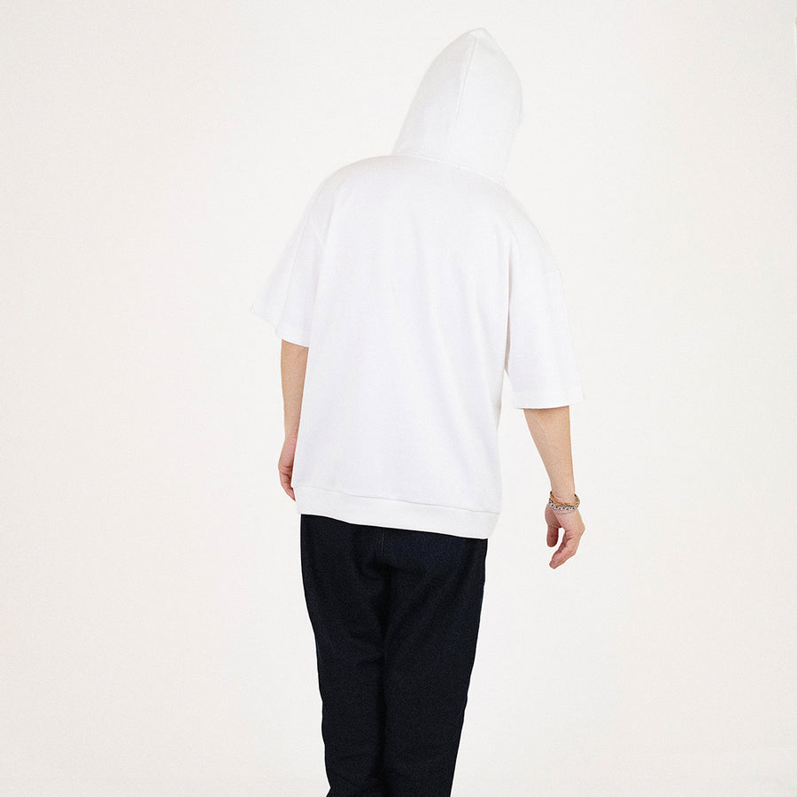 Men Printed Oversized Hoodie - Off White - SM2310152A