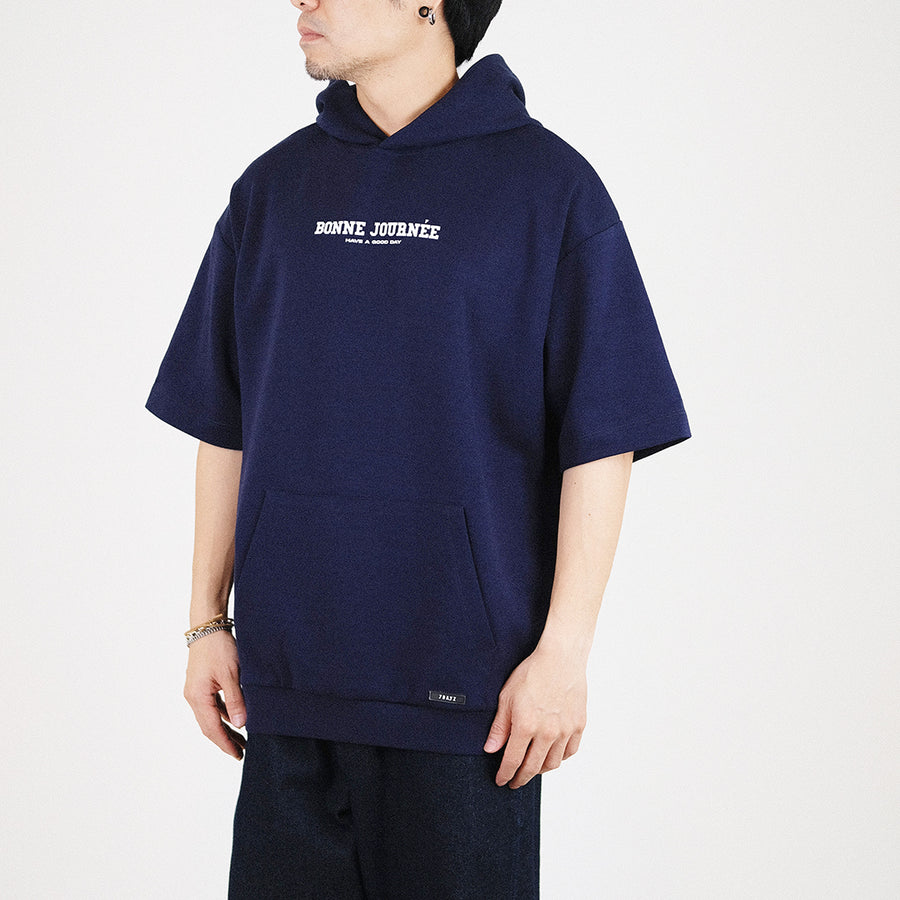 Men Printed Oversized Hoodie - Dark Blue - SM2310152C