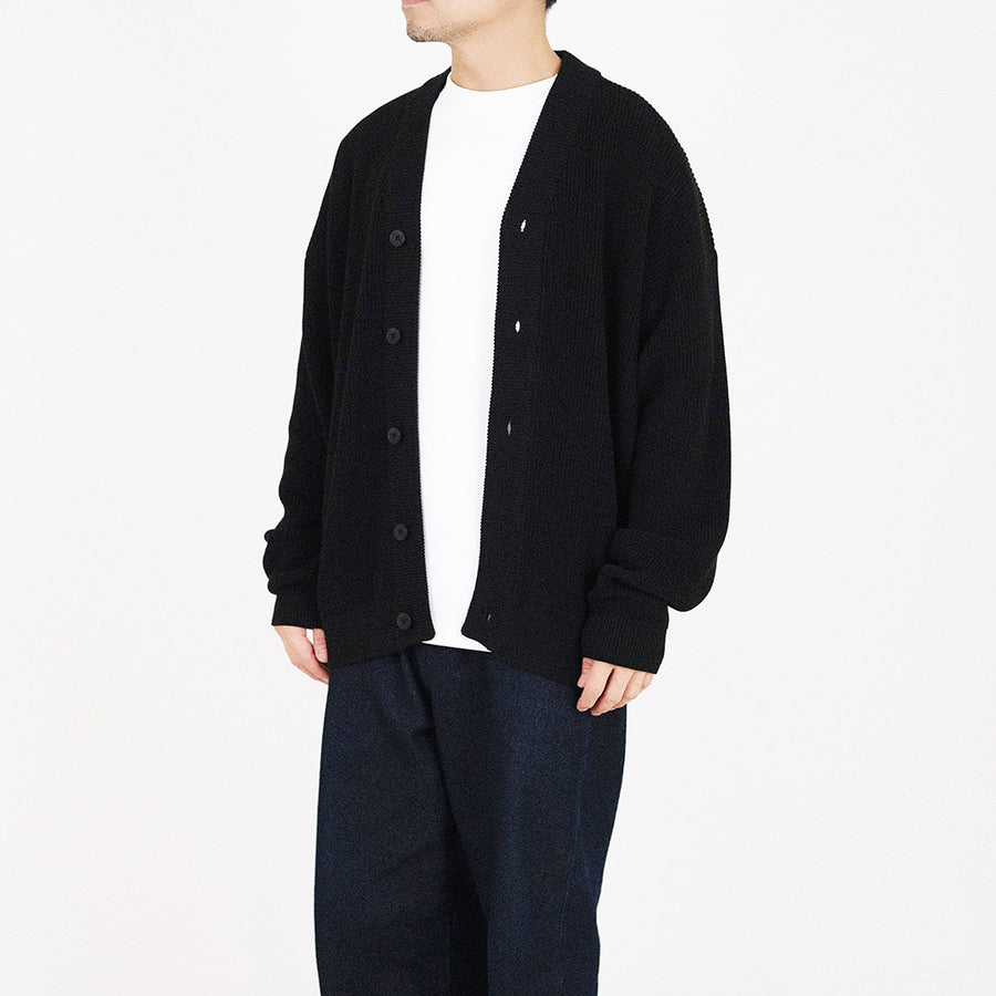 Men Oversized Cardigan - Black - SM2310153B