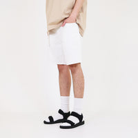 Men Skinny Fit Twill Shorts With Belt - Off White - SM2310156A