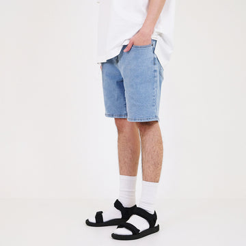 Men Skinny Fit Twill Shorts With Belt - Light Blue - SM2310156C