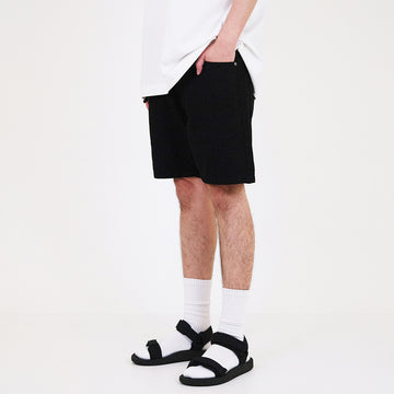 Men Slim Fit Belted Twill Shorts - Black - SM2311175D