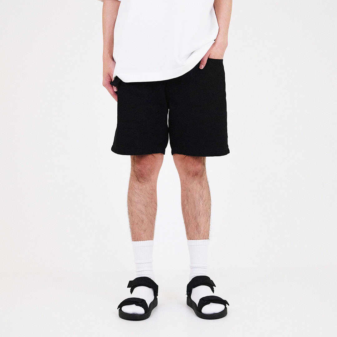 Men Slim Fit Belted Twill Shorts - Black - SM2311175D