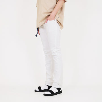 Men Skinny Long Jeans With Belt - Off White - SM2310157A