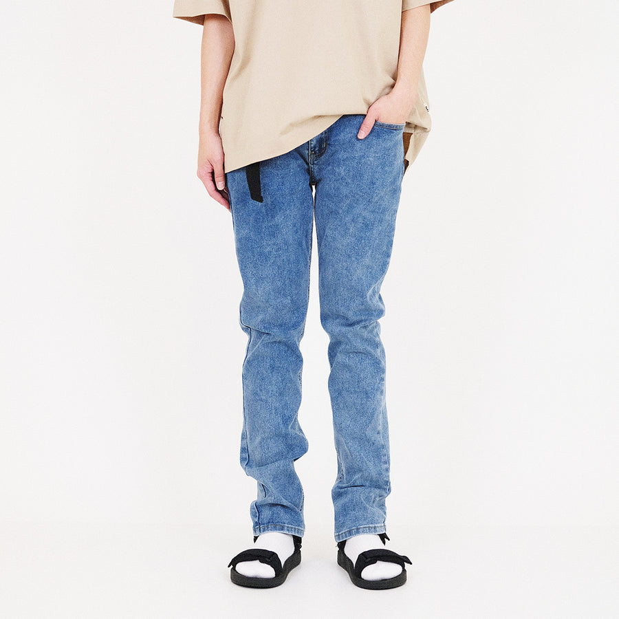 Men Skinny Long Jeans With Belt - Dark Blue - SM2310157C