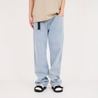 Men Straight Cut Long Jeans With Belt - Light Blue - SM2310158A