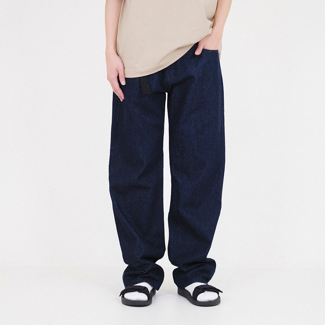 Men Straight Cut Long Jeans With Belt - Dark Blue - SM2310158B