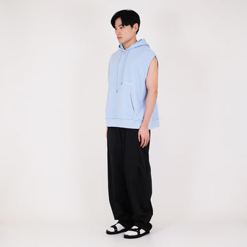 Men Oversized Sleeveless Hoodie - Light Blue - SM2311167B