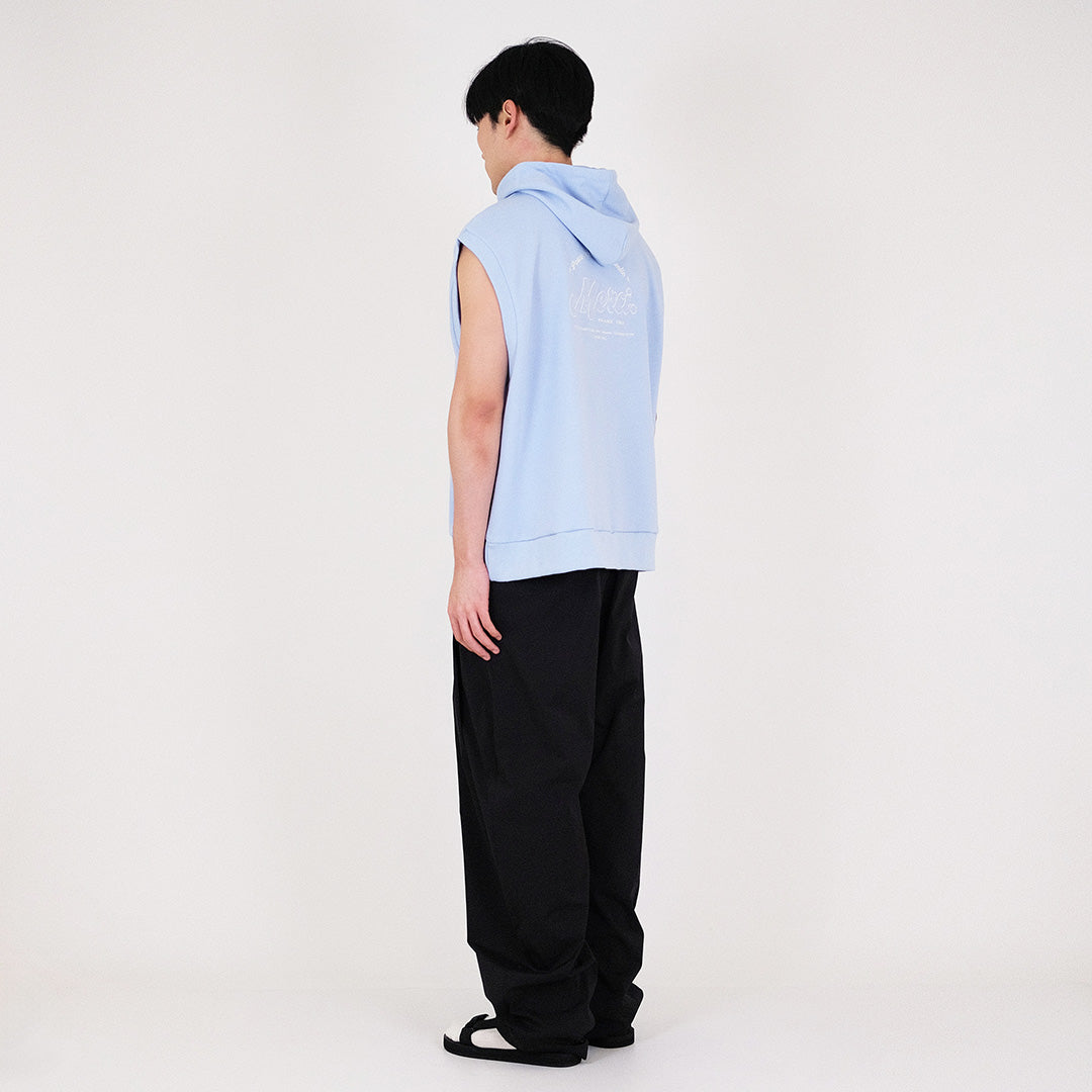 Men Oversized Sleeveless Hoodie - Light Blue - SM2311167B