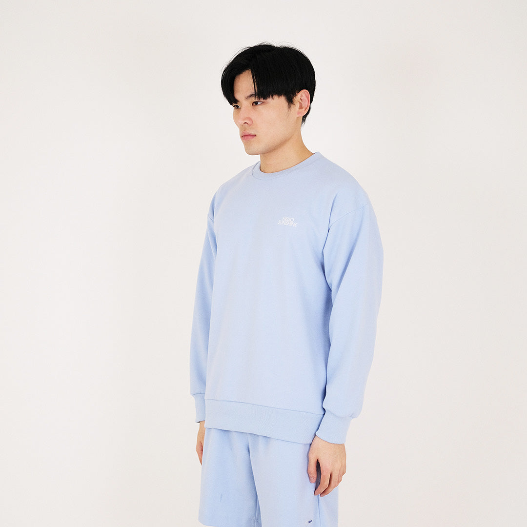 Men Embroidery Oversized Sweatshirt - Light Blue - SM2311170B