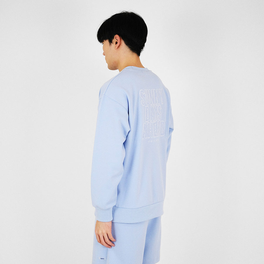 Men Embroidery Oversized Sweatshirt - Light Blue - SM2311170B