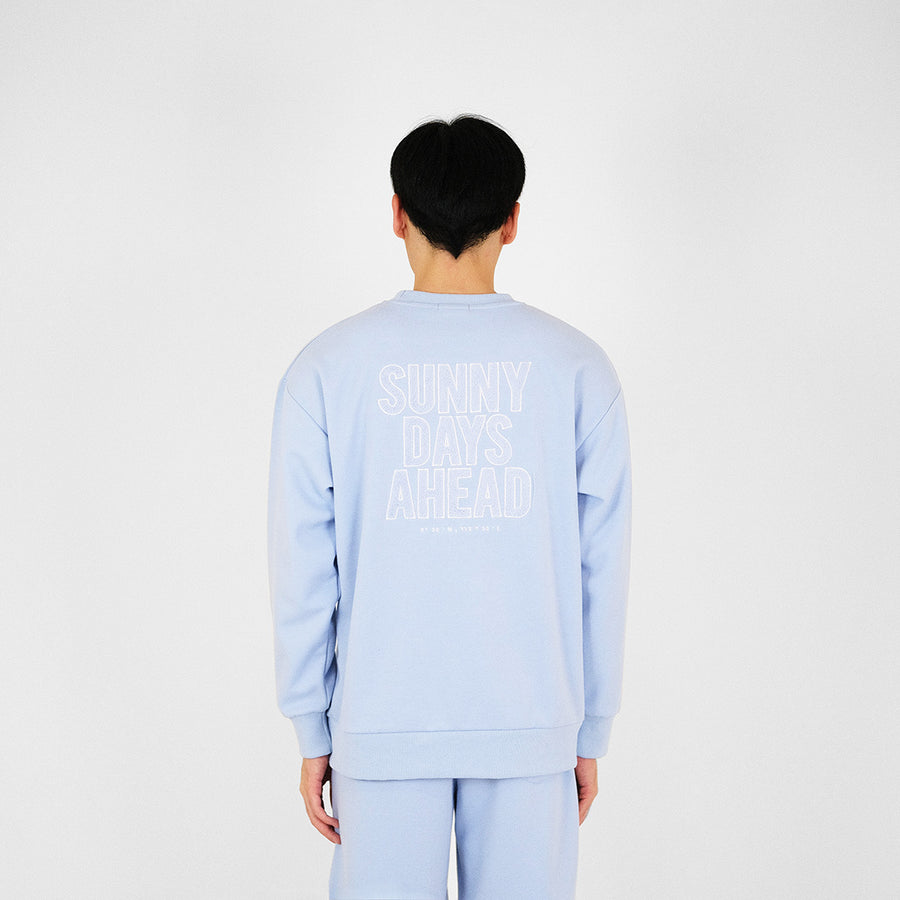 Men Embroidery Oversized Sweatshirt - Light Blue - SM2311170B