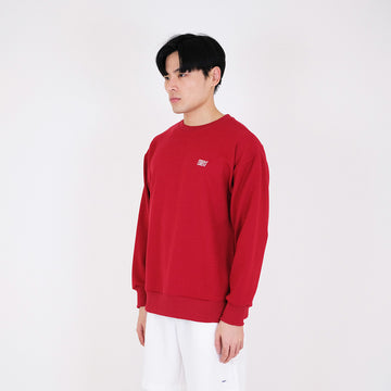 Men Embroidery Oversized Sweatshirt - Dark Red - SM2311170C
